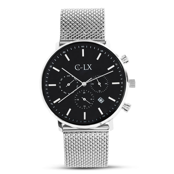 Belmont Mesh Silver/Black Chrono