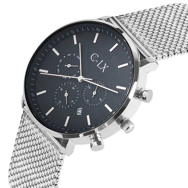 Belmont Mesh Silver/Black Chrono